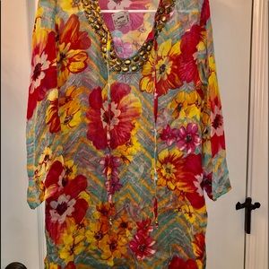 California Woman sheer floral blouse NWT size M